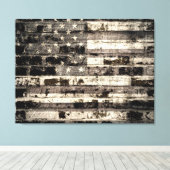 Amerikaanse vlag op oude muur 2 canvas afdruk (Insitu (Houten vloer))