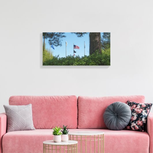 Amerikaanse vlag op pool canvas afdruk (Insitu (Woonkamer))