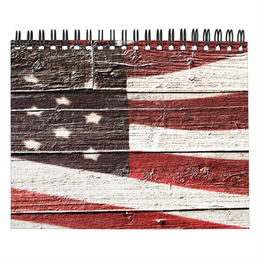 Amerikaanse vlag op roestvrijhout kalender (Hoes)