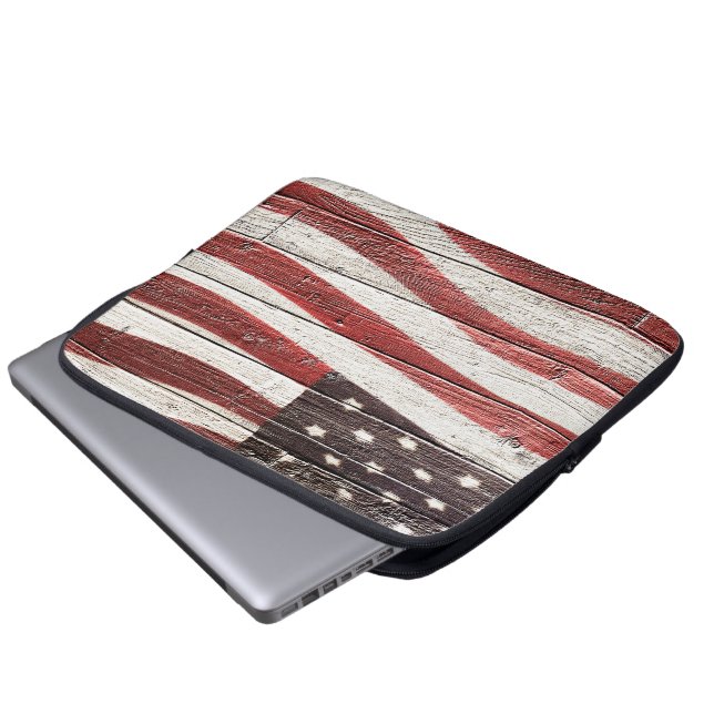 Amerikaanse vlag op roestvrijhout laptop sleeve (Voorkant onderkant)