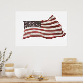 Amerikaanse vlag op roestvrijhout poster (Keuken)