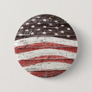 Amerikaanse vlag op roestvrijhout ronde button 5,7 cm