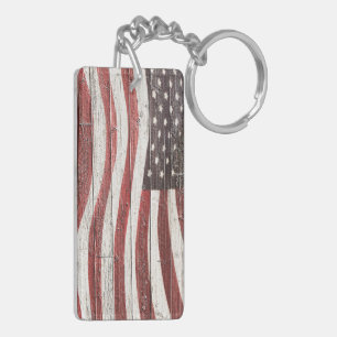 Amerikaanse vlag op roestvrijhout sleutelhanger