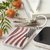 Amerikaanse vlag op roestvrijhout sleutelhanger (Voorkant Rechts)