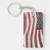 Amerikaanse vlag op roestvrijhout sleutelhanger (Voorkant)