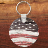 Amerikaanse vlag op roestvrijhout sleutelhanger (Voorkant)