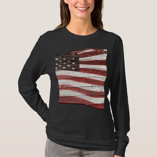 Amerikaanse vlag op roestvrijhout t-shirt (Voorkant)