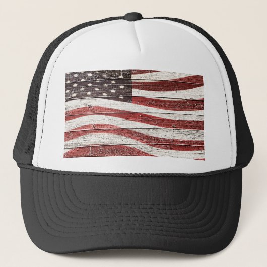 Amerikaanse vlag op roestvrijhout trucker pet (Voorkant)