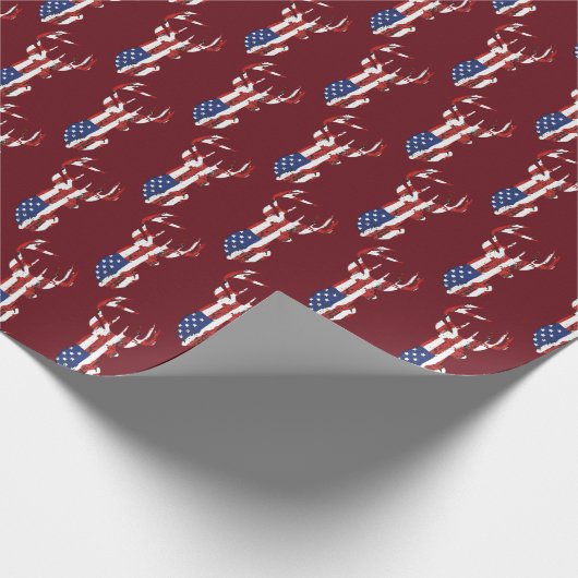 Amerikaanse vlag op rood cadeaupapier (Hoek)