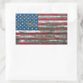 Amerikaanse vlag op ruw houten plankeneffect rechthoekige sticker (Tas)