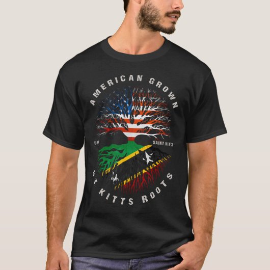 Amerikaanse vlag op Saint Kitts en Saint Kitts T-shirt (Voorkant)