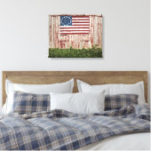 Amerikaanse vlag op schuur geschilderd canvas afdruk (Insitu (Slaapkamer))