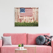 Amerikaanse vlag op schuur geschilderd canvas afdruk (Insitu (Woonkamer))