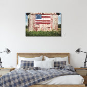 Amerikaanse vlag op schuur geschilderd canvas afdruk (Insitu (Slaapkamer))
