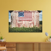 Amerikaanse vlag op schuur geschilderd canvas afdruk (Insitu (Woonkamer))