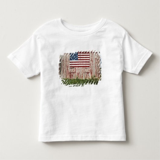 Amerikaanse vlag op schuur geschilderd kinder shirts (Voorkant)