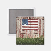 Amerikaanse vlag op schuur geschilderd magneet (Voorkant / Achterkant)