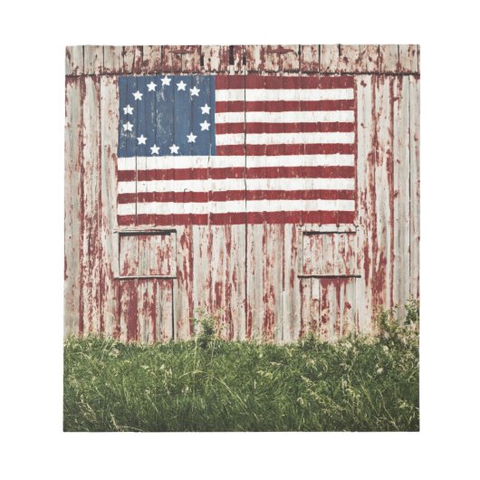 Amerikaanse vlag op schuur geschilderd notitieblok (Voorkant)