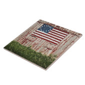 Amerikaanse vlag op schuur geschilderd tegeltje (Zijkant)