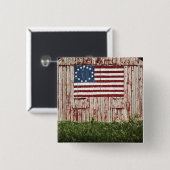 Amerikaanse vlag op schuur geschilderd vierkante button 5,1 cm (Voorkant /achterkant)