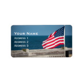 Amerikaanse vlag op South Carolina Pier Etiket (Voorkant)