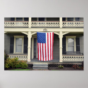 Amerikaanse vlag op Vermont Porch Poster