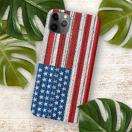 Amerikaanse vlag op verweerde houten planken patro iPhone 16 pro max hoesje