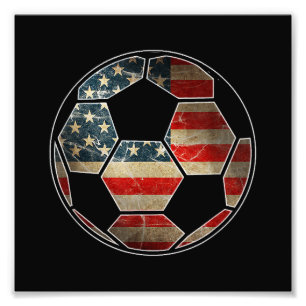 Amerikaanse vlag op Voetbal - Voetbal vlag Foto Afdruk