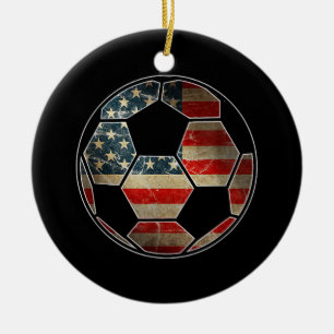 Amerikaanse vlag op Voetbal - Voetbal vlag Keramisch Ornament