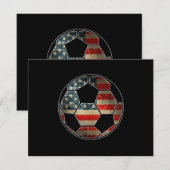 Amerikaanse vlag op Voetbal - Voetbal vlag RSVP Kaartje (Voorkant / Achterkant)