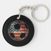 Amerikaanse vlag op Voetbal - Voetbal vlag Sleutelhanger (Achterkant)