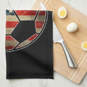 Amerikaanse vlag op Voetbal - Voetbal vlag Theedoek (Quarter Fold)