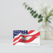 Amerikaanse vlag op wit visitekaartje (Staand voorkant)