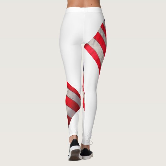 Amerikaanse vlag op witte achtergrond met naam leggings (Achterkant)
