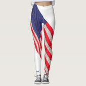 Amerikaanse vlag op witte achtergrond met naam leggings (Voorkant)
