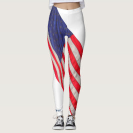 Amerikaanse vlag op witte achtergrond met naam leggings