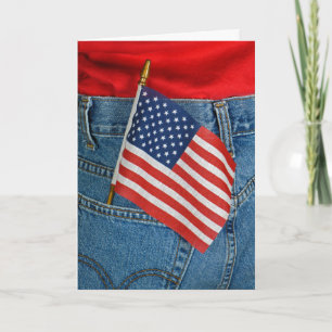 Amerikaanse vlag op zak kaart