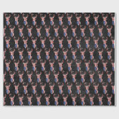 Amerikaanse vlag op zwart leder cadeaupapier (Vlak)