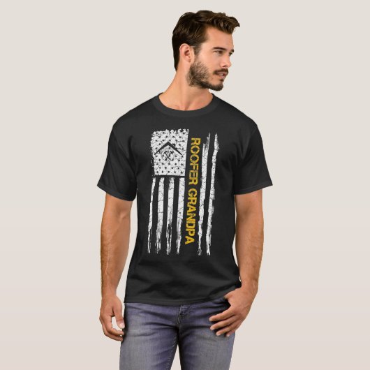  Amerikaanse vlag - opa - dakpannen Silhouette T-shirt (Voorkant volledig)
