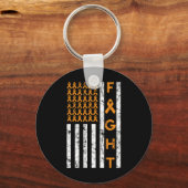 Amerikaanse vlag Oranje lint leukemie bewustzijn Sleutelhanger (Voorkant)