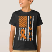 Amerikaanse vlag Oranje lint leukemie bewustzijn T-shirt (Voorkant)