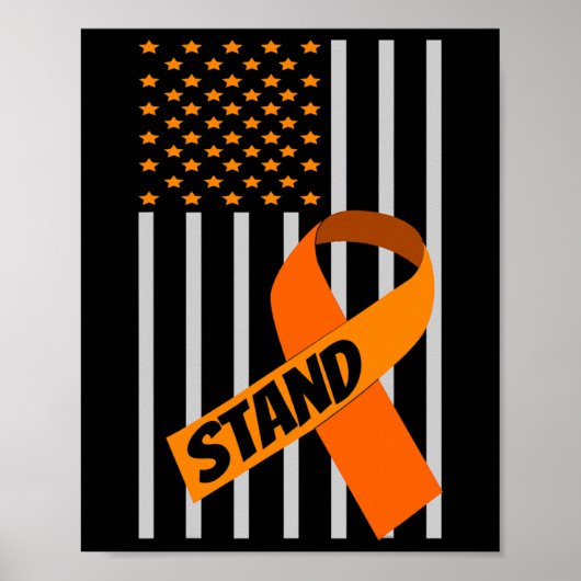 Amerikaanse vlag Oranje lintproducten Leukemie Bew Poster (Voorkant)