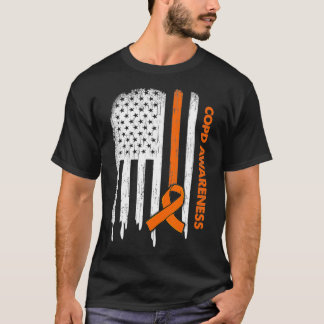 Amerikaanse vlag Oranje Ribbon COPD T-shirt