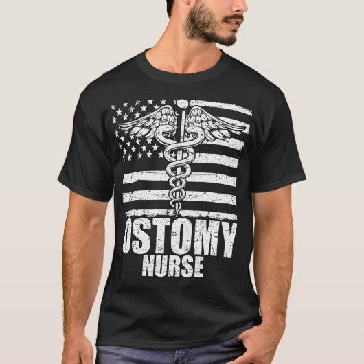 Amerikaanse vlag Ostomy Nurse T-shirt (Voorkant)