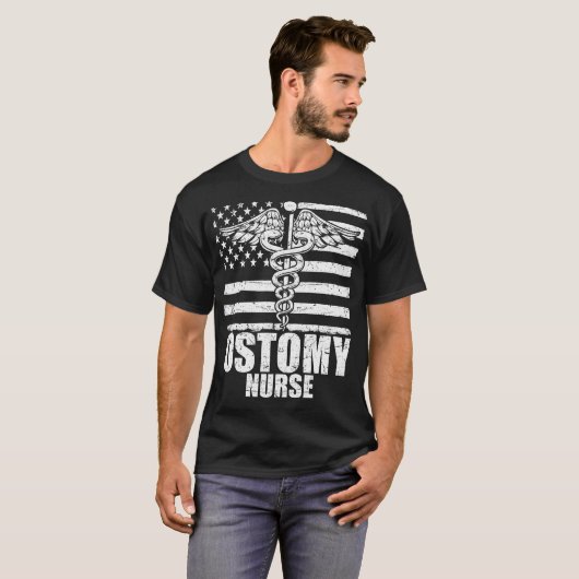 Amerikaanse vlag Ostomy Nurse T-shirt (Voorkant volledig)