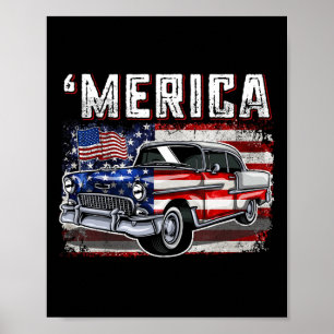 Amerikaanse vlag oude auto 4 juli Kinder jongen Poster