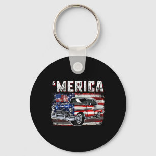 Amerikaanse vlag oude auto 4 juli Kinder jongen Sleutelhanger