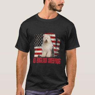 -Amerikaanse vlag Oude Engelse Sheepdog Dog Lov T-shirt
