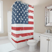 Amerikaanse vlag Oude  kijk op gekrompen hoogtepun Douchegordijn (In situ)