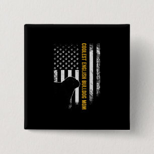  Amerikaanse vlag oudste Engelse Bulldog Vierkante Button 5,1 Cm